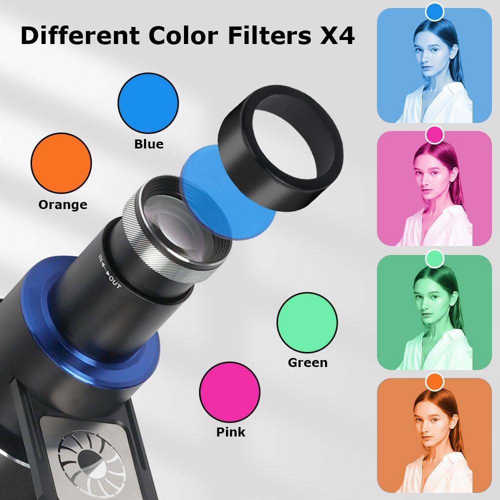 Snoot Bowens Mount Proiettore con 25 Gobos e 4 Filtri Colori, per Aputure Amaran 100X/D 200D/X, Godox SL60, Snoot per fotografia ottica Spotlight