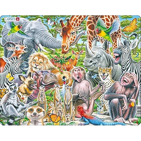 Larsen CZ3 Selfie - Animales africanos Felices Puzzle con Marco Cover