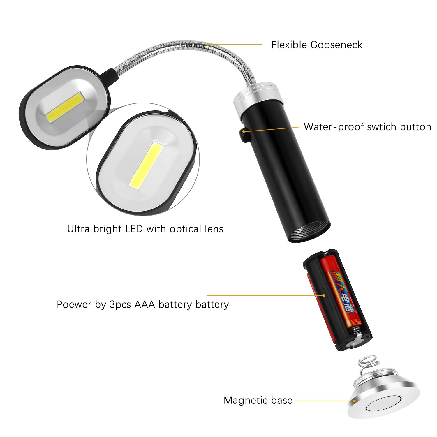 Lampe De Barbecue à LED Lumineuse Avec Base Magnétique Et