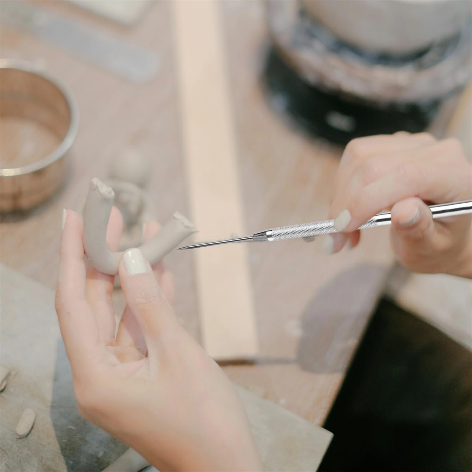 2 PCS Clay Needle Tools, Polymer Clay Sculpting Tools, Stainless Steel Pottery Tools, Air Dry Clay Tools for Dotting Sewing Modeling Carving