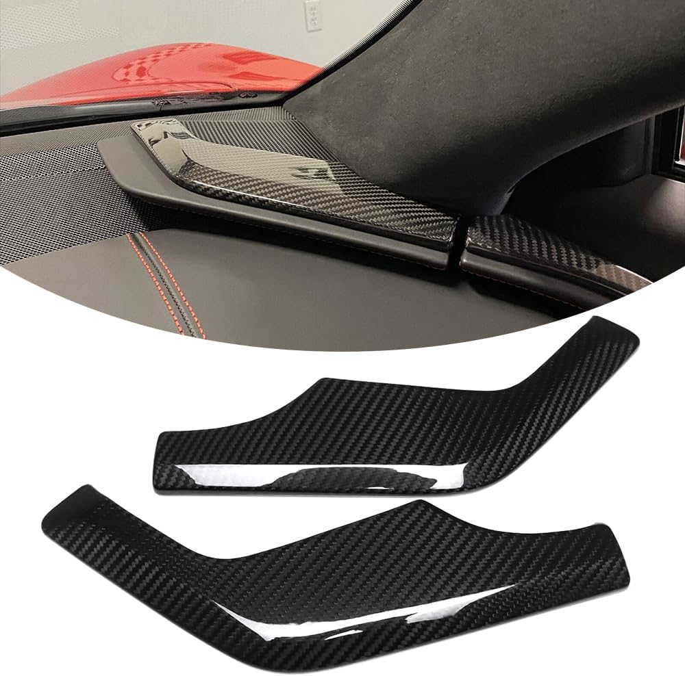Jogon Carbon Fiber Console Dashboard Speaker Cover for Chevrolet Corvette C8 Stingray Z06 Z51 2020 2021 2022 2023 20242025, High Pitched Horn Trim (Glossy Red CF)