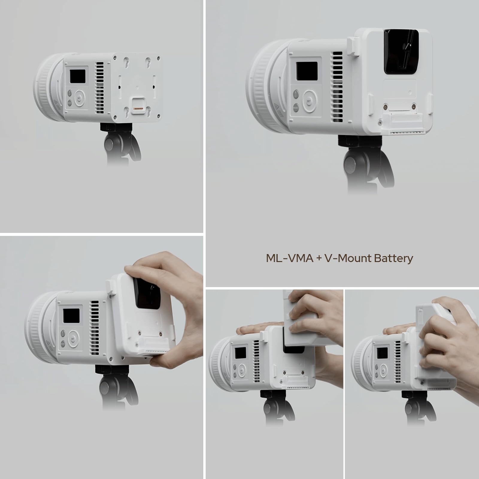 Godox ML-VMA V-Mount Plaque d'adaptateur de batterie compatible avec les lampes vidéo LED Godox ML150Bi et ML80Bi permettant une alimentation sans fil stable pour les enregistrements en studio et en