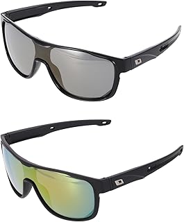 sourcing map 2 lentes de sol deportivos polarizados para ciclismo para hombre, bicicleta de montaña, conducción, pesca, correr, marco negro, rojo colorido y dorado colorido