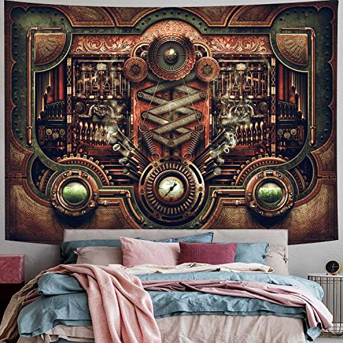Nterc Antique Steampunk Tapestry Retro Metal Gears Rusty Steam Machine Nostalgic Style Wall Hanging Home Aesthetic Living Room Bedroom Decor Wall Blankets 80X60Inch Gtokrc0028 #TOP2