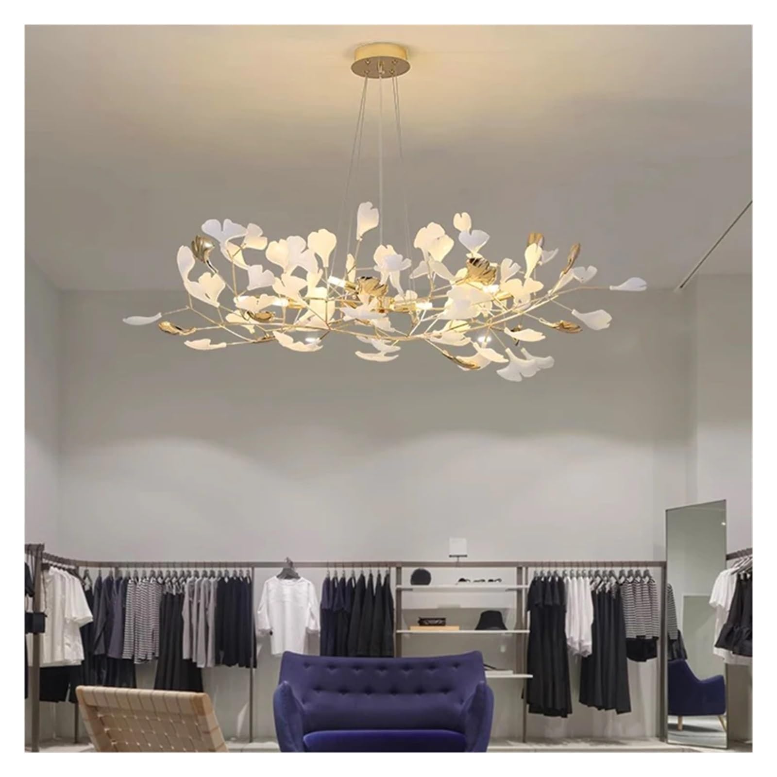 Lampada a Sospensione per Sala da Pranzo, Arredamento per la casa, Illuminazione per Interni, lampadario a Sospensione, lampadario, Compatibile con Soggiorno, Lusso (Lungo, Diametro 80 cm)