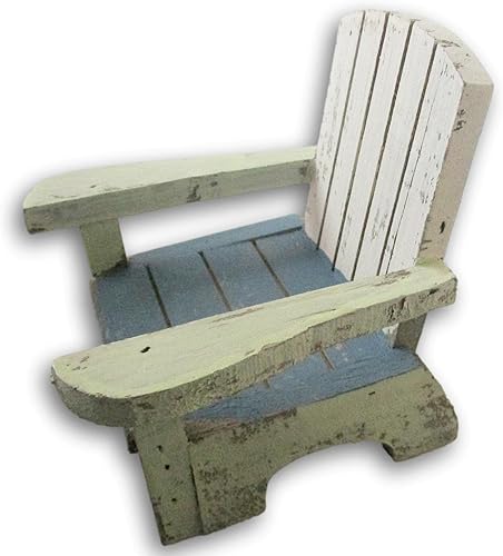 Miniatura 4 de Woodpile Fun! Silla de playa de madera rústica, color azul Adirondack envejecido, 4.25 x 4.75 pulgadas