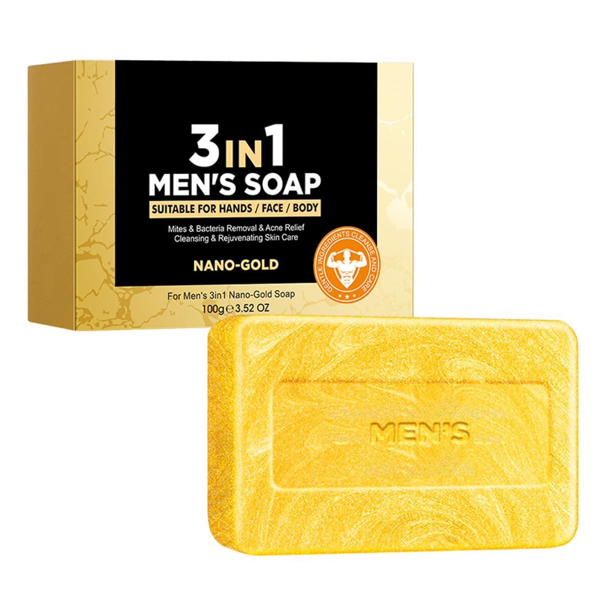 3 in 1 Bar Soap for Men Bar Cleanser for Body Face and Shaving Extra Gentle Body and