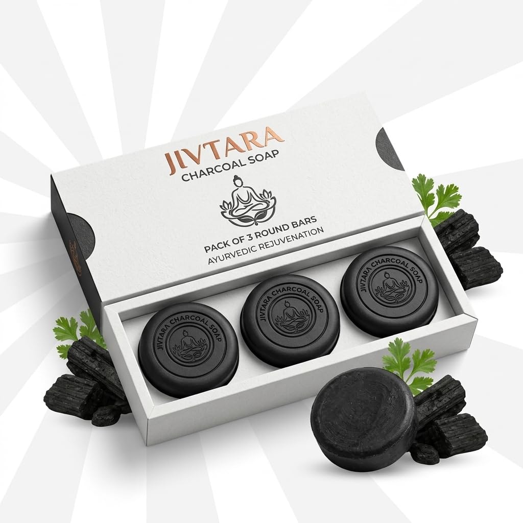 Ayurvedic Jeevanam Black Detox Activated Charcoal Soap for Face & Body with Neem, Tulsi & Aloe Vera | Deep Cleansing Bath Soap for Men & Women | Helps Remove Dirt, Excess Oil & Impurities | Pack of 3-image-31