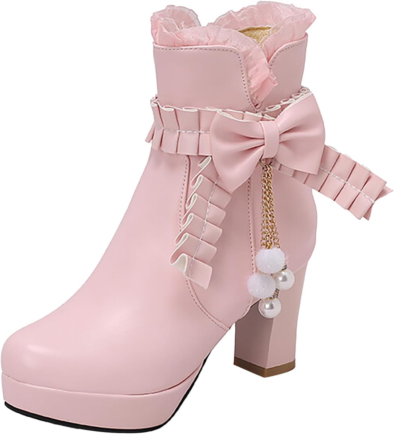 2023 Autumn Winter Women's Ankle Boots Korean Style Short Boots with Lace Bow Tassel Beaded Design Fashion Comfortable Casual Footwear