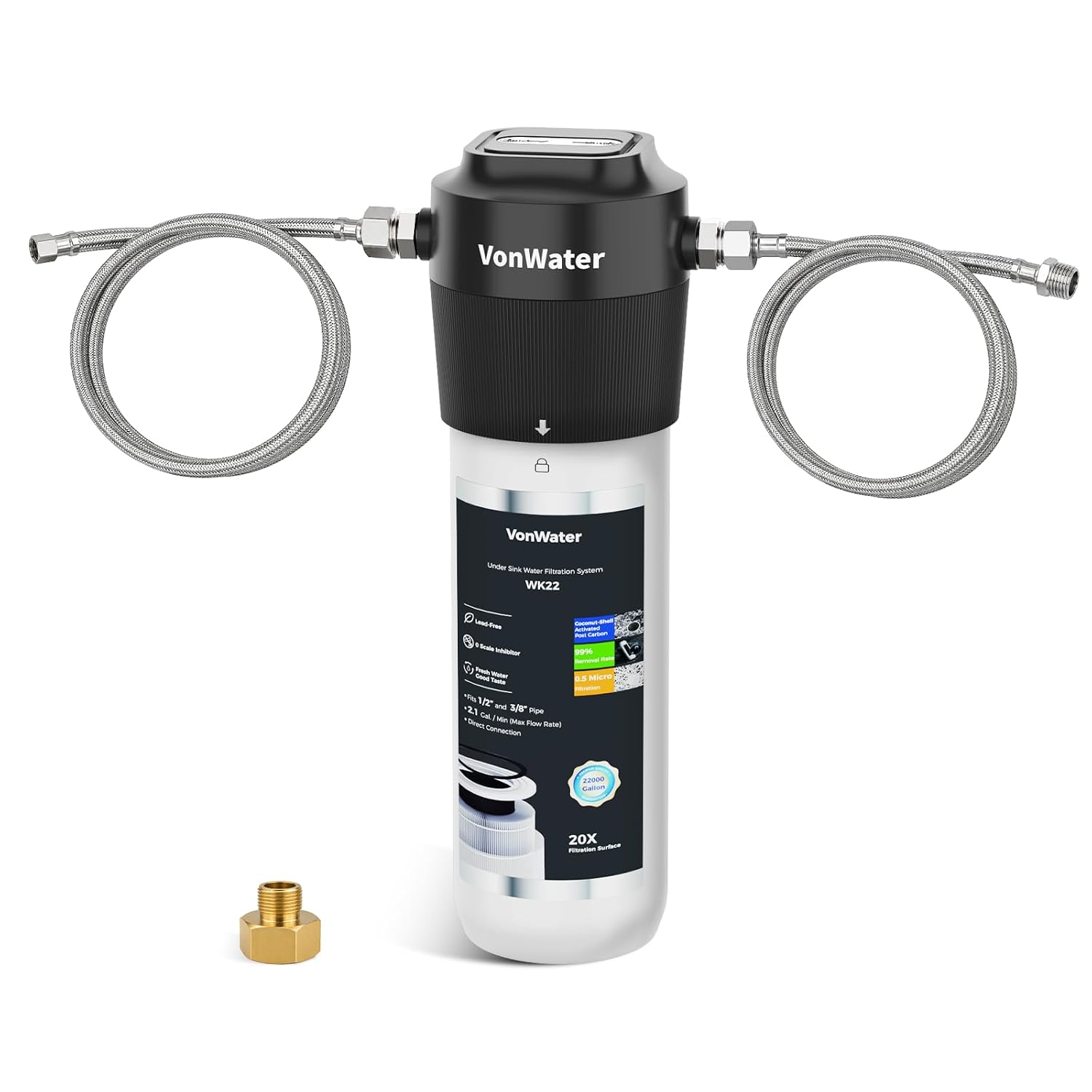 WK22-4Y Under Sink Water Filter, 22000 Gallons, 0.5μm Filtration