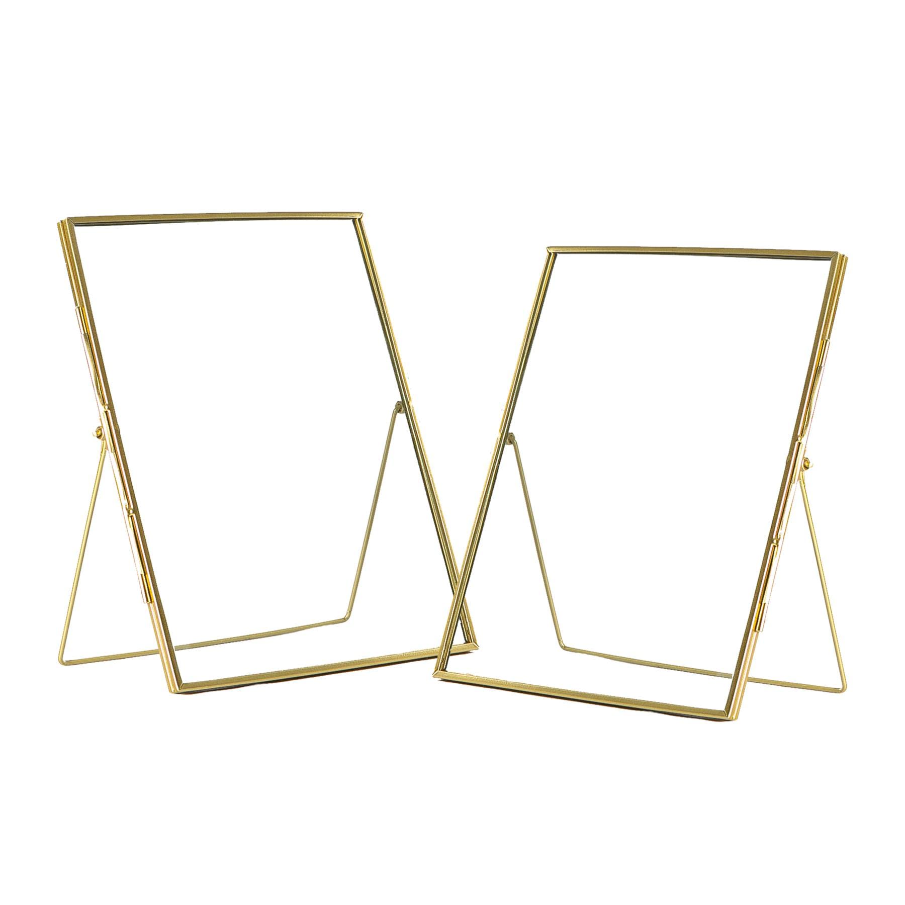 Nicola Spring Metal Photo Frames - Fits Photo Size 8 x 10 (20 x 25cm) - Pack of 2 - Gold Picture Frame Portrait Orientation Freestanding Square Certificate Display Poster Case