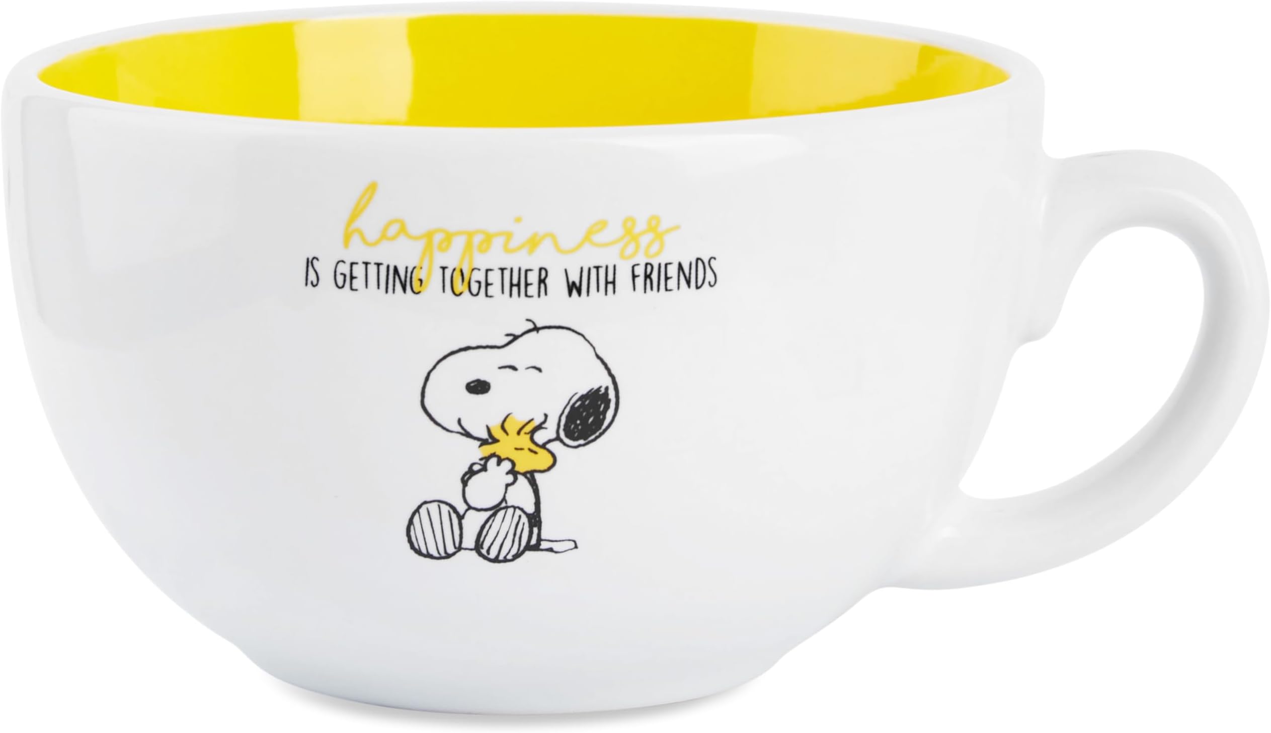 Peanuts Snoopy Coffee Mug Ceramic Mug Cute Cappuccino or Tea Mug for Women Teens Mom Wife Work Office Gifts for Women (White/Yellow Cappuccino, 11.4 oz)
