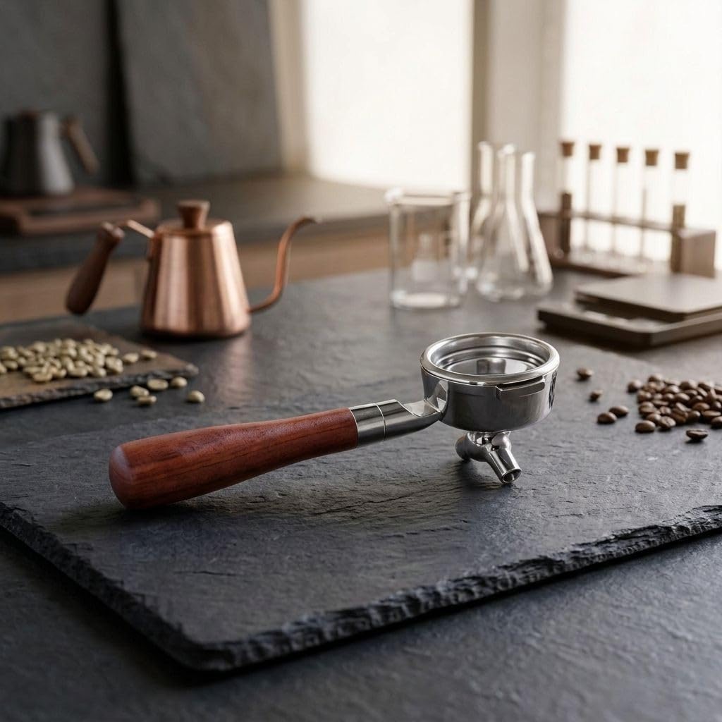 Espresso-Siebträger mit Holzgriff, 58 mm, mit Filterkorb, 304 Edelstahl, Kaffeezubehör für Breville 9 Serie Maschinen