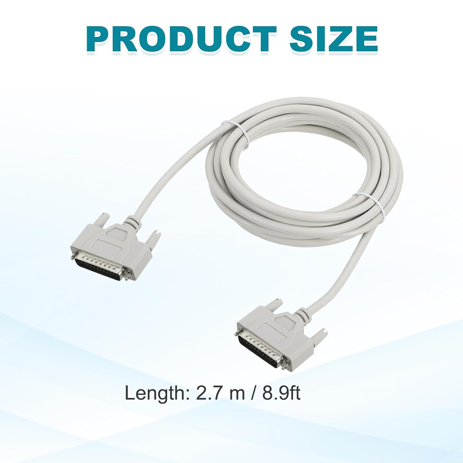 MECCANIXITY DB25 25-Pin Parallel Port Printer Cable, 8.9ft(2.7m) DB25 Male to Male Converter with Nickel-Plated Connectors for Scanners Printers Beige