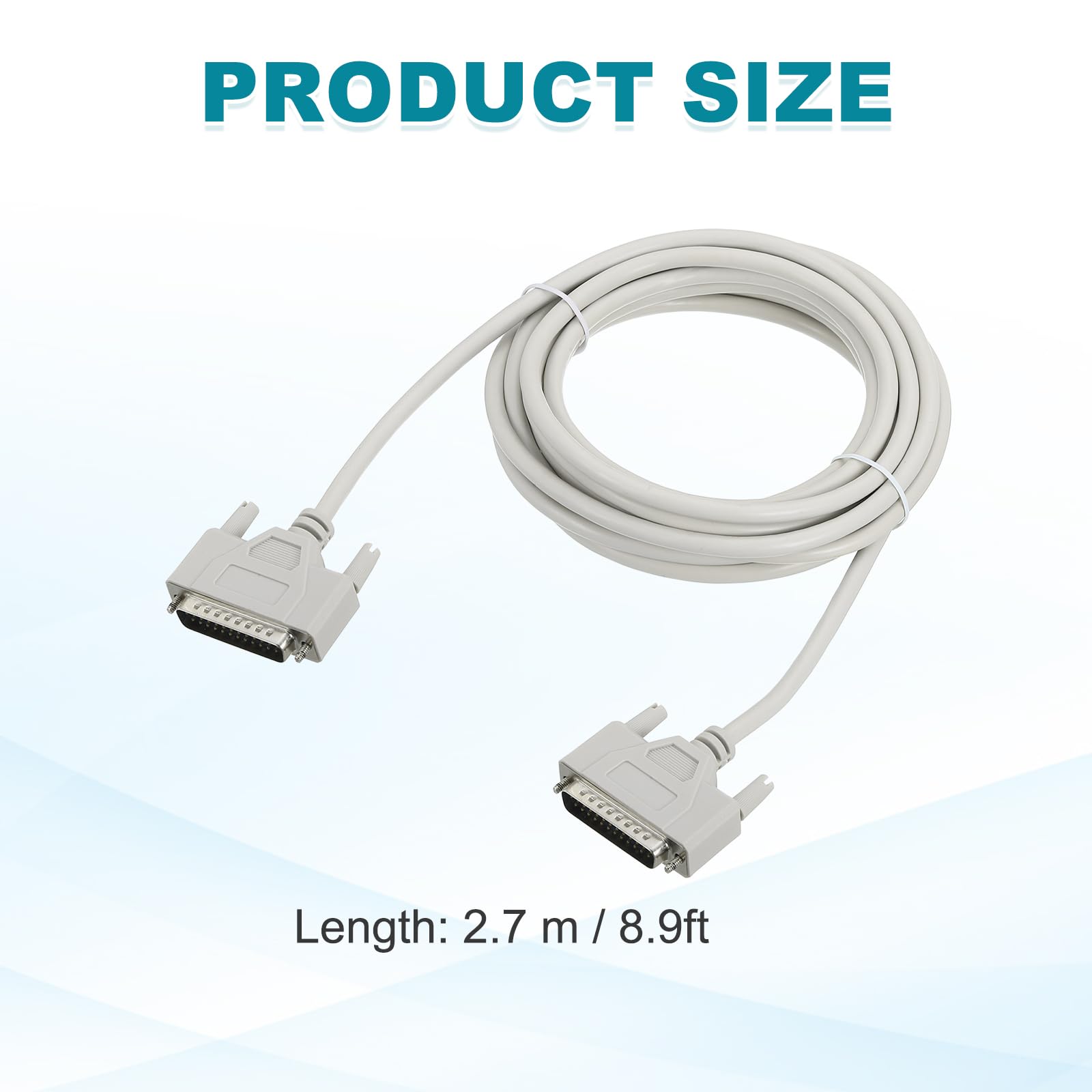 QUARKZMAN Cavo Stampante Porta Parallela DB25 25 Pin 8.9ft(2.7m) Convertitore Maschio A Maschio DB25 Con Connettori Nichelati Per Scanner Stampanti Beige