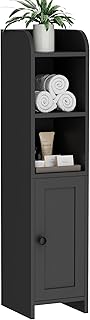 Homhedy Small Bathroom Storage Corner Floor Cabinet with Door and Shelve...