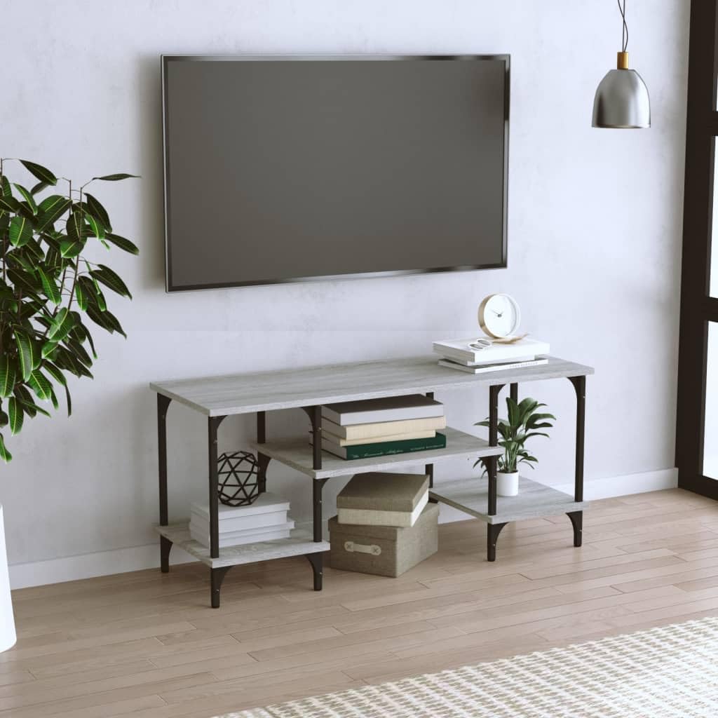 Homgoday Szafka telewizyjna Sklejka Sonoma szara 102x35x45,5 cm, szafka pod telewizor salon jadalnia stół kawowy telewizor sprzęt muzyczny szafa meble telewizor meble