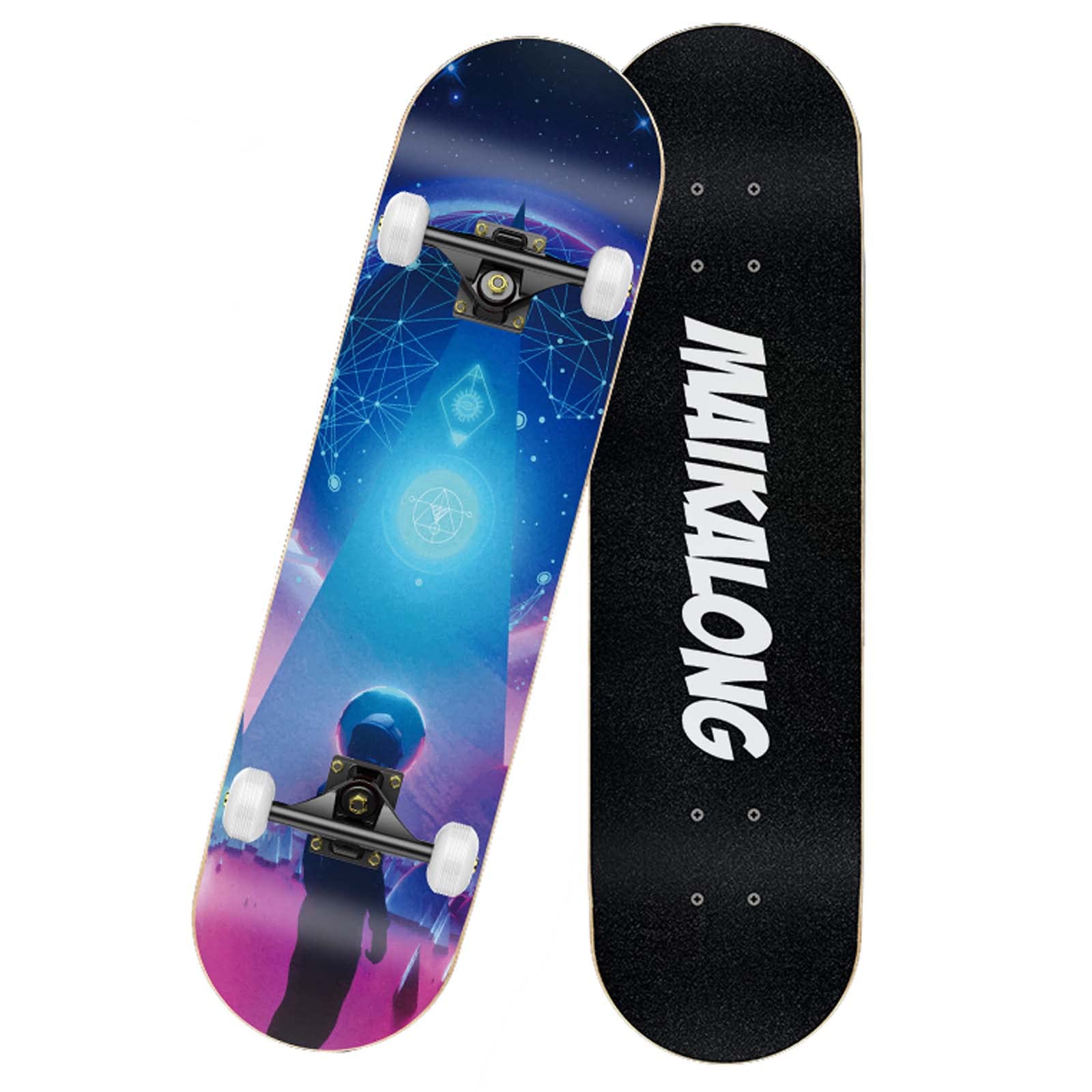 6 Layers Maple Wooden 31x8 Complete Skateboards Support 300lbs Standard Skateboard for Adults Beginners Teens Kids