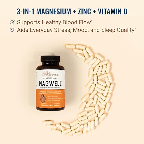 Miniatura 4 de Magnesio Zinc y Vitamina D3 - Formas más biodisponibles de Magnesio - Malato Glicinato Citrato - MagWell de LiveWell  Salud ósea y cardíaca apoyo al