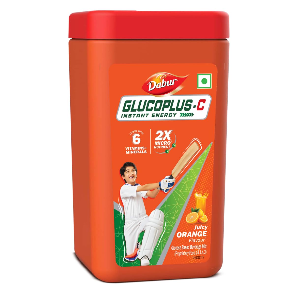 Dabur Glucoplus C Instant Powder Energy Glucose (Orange Flavour) - 400gm | Replenishes Energy with 6 Added Vitamins and Minerals | Vitamin C and Zinc Helps Boost Immunity | Calcium, Phosphorus and Vitamin K Support Bone Health