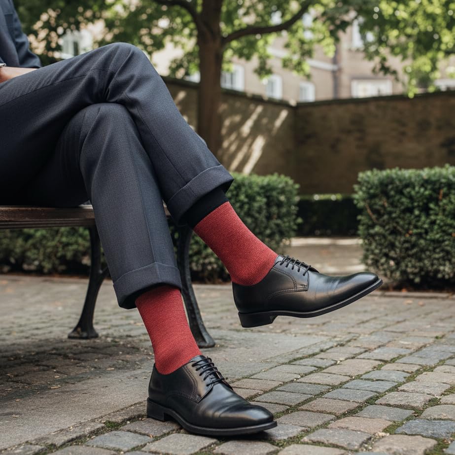 Image of The Sock Street Bamboo Crew Socks for Men Combo | Full Calf Length Premium Bamboo | Odour-Free, Breathable & Durable | Cushioned Base & Anti-bacterial | 3X Softer than Cotton Socks | Maroon