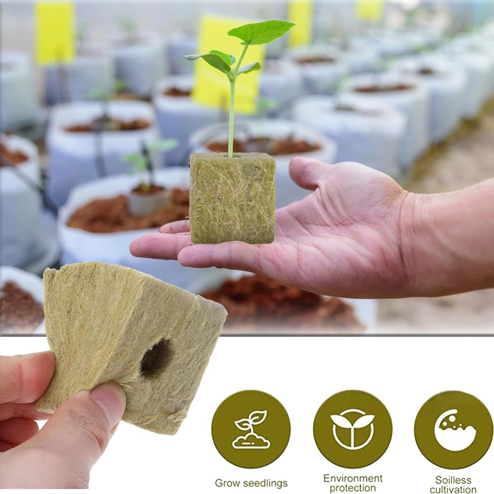 50 Cubi Di Lana Di Roccia Per Idroponica - Per Talee E Semi - Coltura Senza Terreno - Foto 6