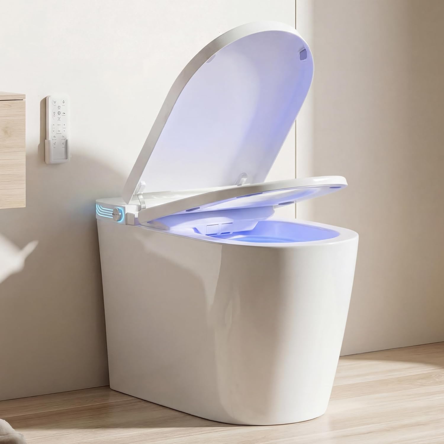 Smart Toilet with Bidet Built In, Heated Seat, Auto Flush, Auto Soft-Close Seat & Lid, Foot Sensor, Warm Water Wash&Air Dry, Tankless One Piece Electric Toilets for Bathroom with Siphon Dual Flush