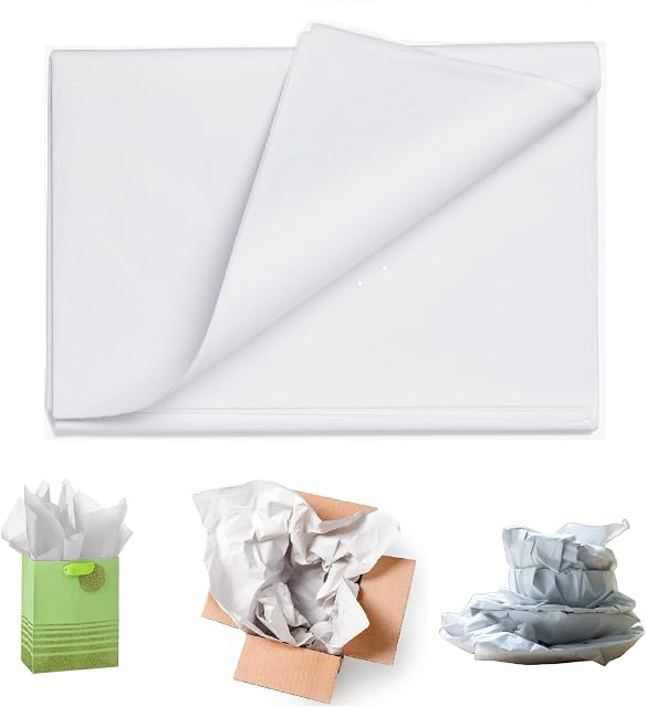 Sabco - 100pcs Large Coloured Tissue Paper Sheets - 20 X 30"- Ideal for Gift Wrap Wrapping Tissue Paper Sheets & Packing Paper Sheets for Moving House - Perfect for Childrens Arts & Craft - (White)