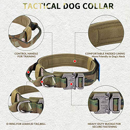 Upgrade Tactical Dog Collar With Usa American Flag & Reflective Patch, 1.5" Width Adjustable K9 Military Collar With Heavy Duty Metal Buckle & Control Handle For Medium Large Xl Dogs #TOP1