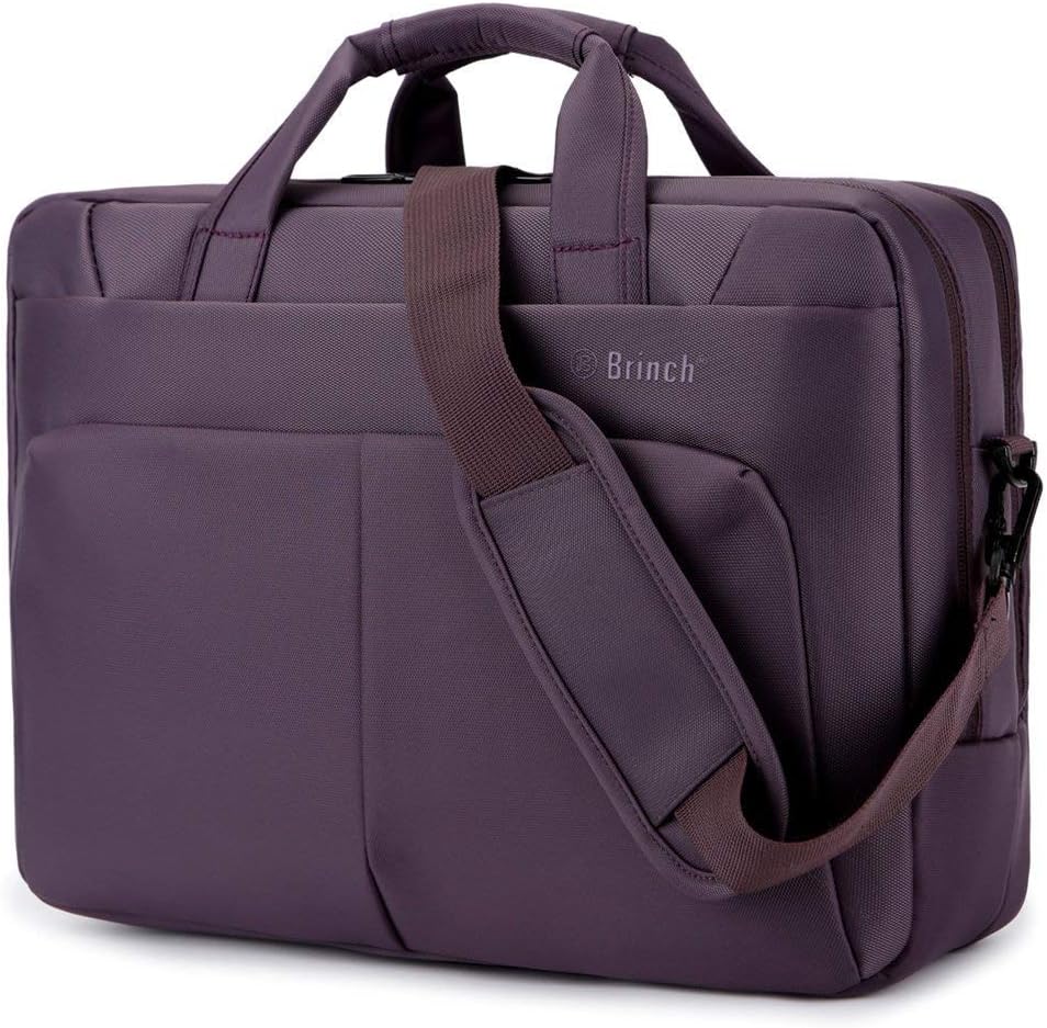 BRINCH Laptop Bag 17.3 Inch Water Resistant Nylon Messenger Bag Travel Briefcase Laptop Shoulder Bag Durable Notebook Tablet Sleeve Case w/Multiple Compartments for Business/College/Women/Men, Purple