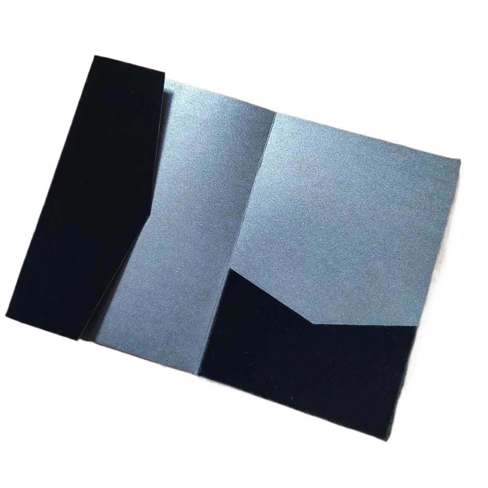 Hochzeitskarte 25 Stück schwarzer Samt-Einladungskarten-Taschenordner, Trifild-Ordner, Samt und schwarzes Perlglanzpapier