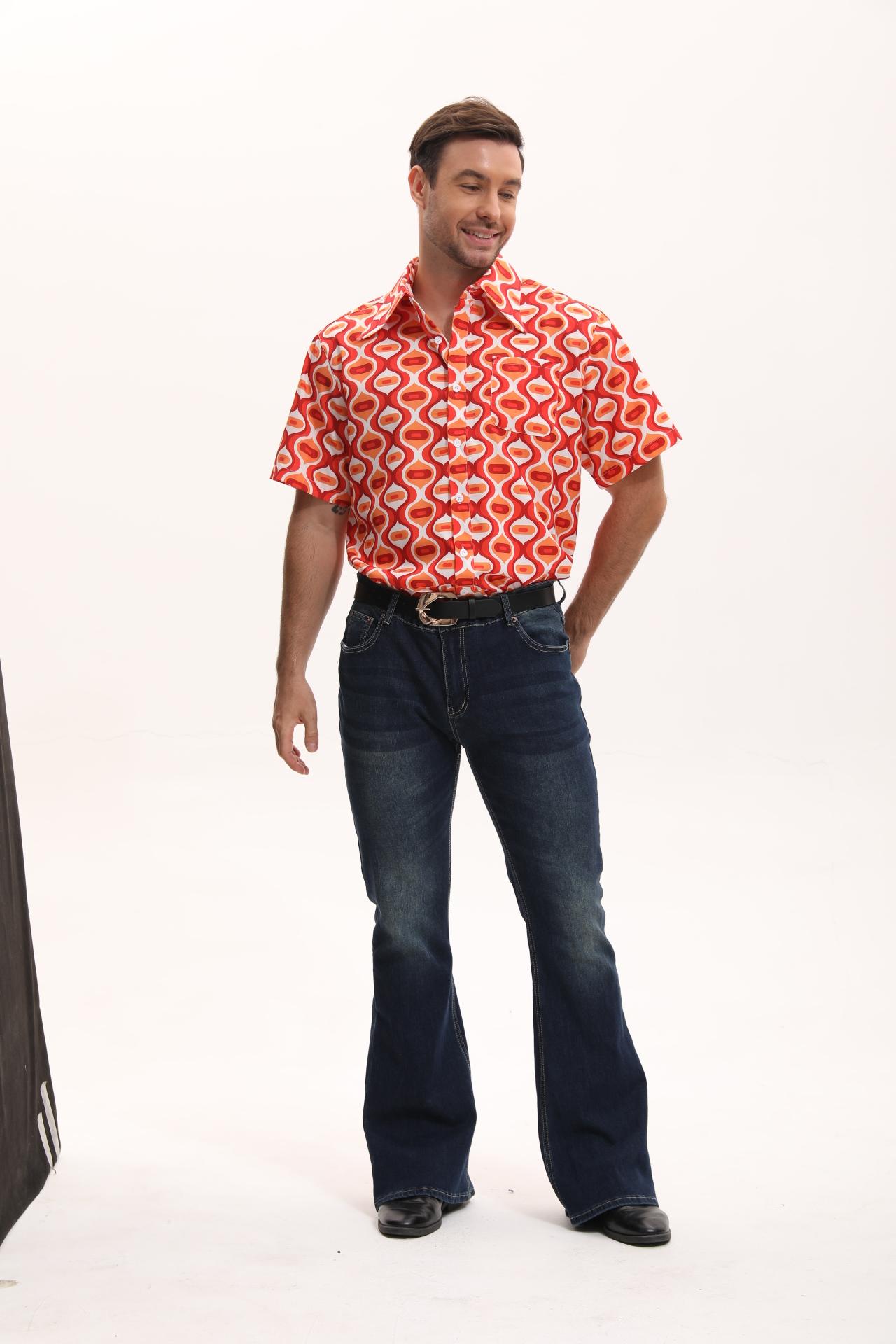 Amazon.com: Mens 70s Disco Hip Hop Shirts Casual Button Down 