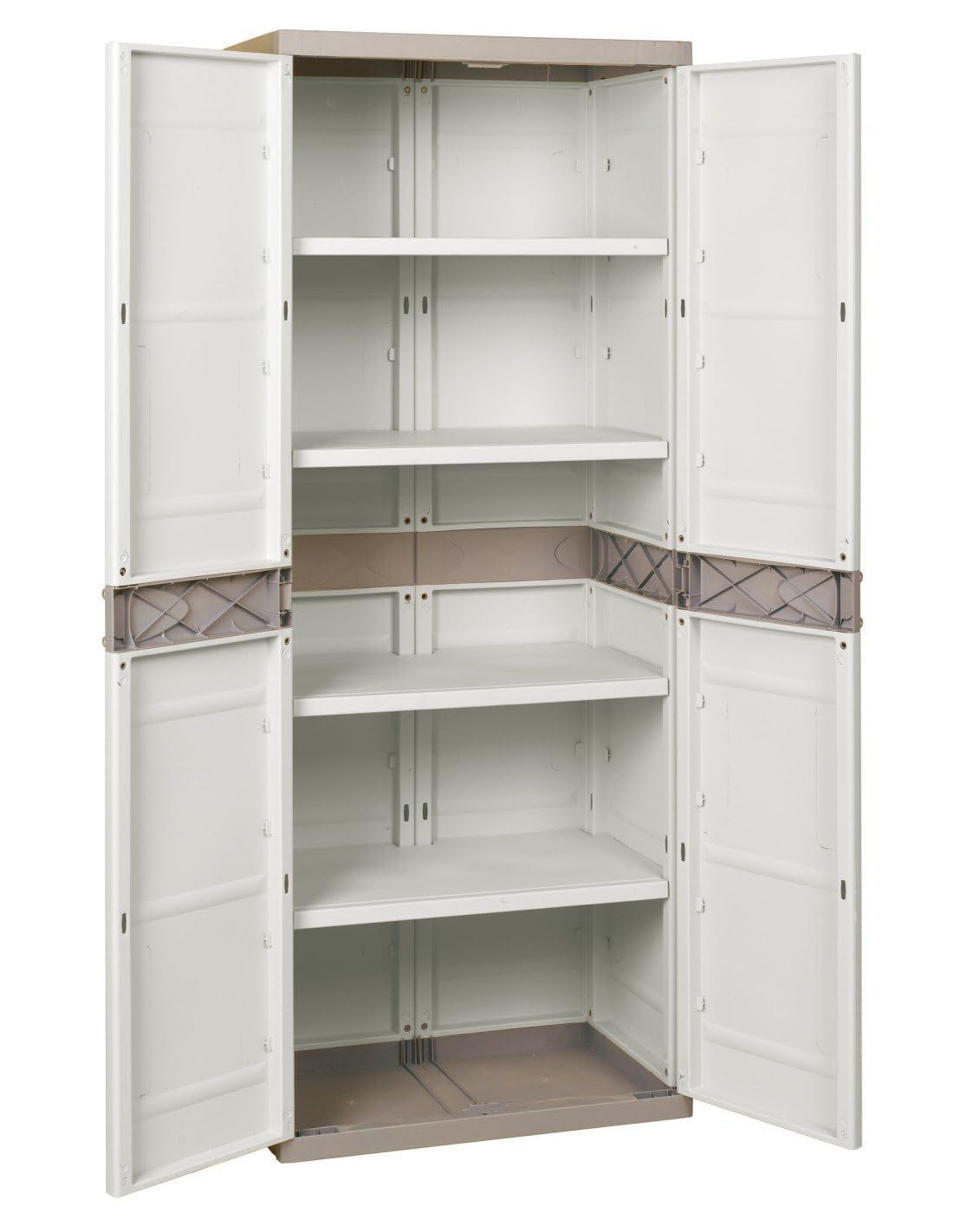 Jardin202 - Armario de 4 estantes de Resina | Titanium Beige | Almacenaje Exterior e Interior | 70x44x176 cm | (Beige)