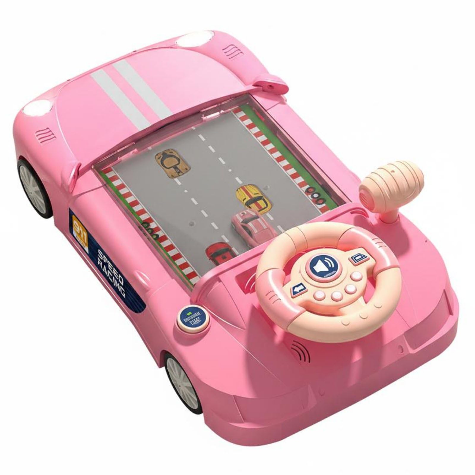 Juego de Carreras Infantil Volante Simulador Vehículo Consola Desarrollo de y Coordinación 200 Niveles sin Pantalla Visión Cuidada Carga por USB Adecuado para Niños en Casa y Paseos