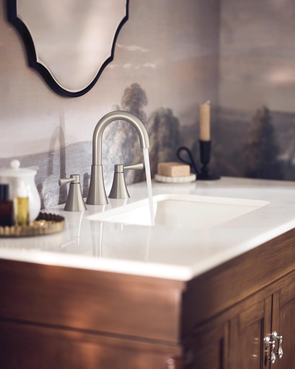 Moen Ronan Spot Resist Brushed Nickel Two-Handle Widespread Modern Bathroom Faucet, Valve Included, 84023SRN - Image 10