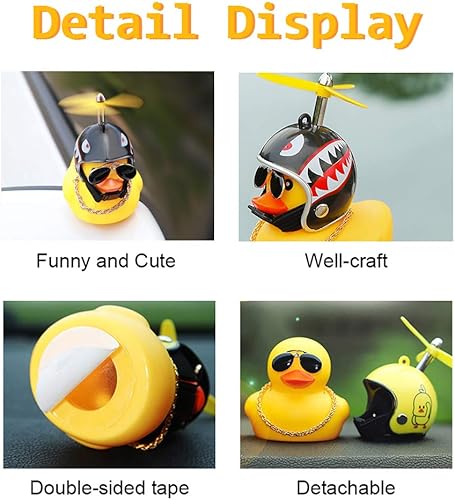 Miniatura 4 de wonuu Decoraciones de tablero de instrumentos de automóvil, paquete de 3 patos de goma para accesorios de automóvil, pato de goma con casco de