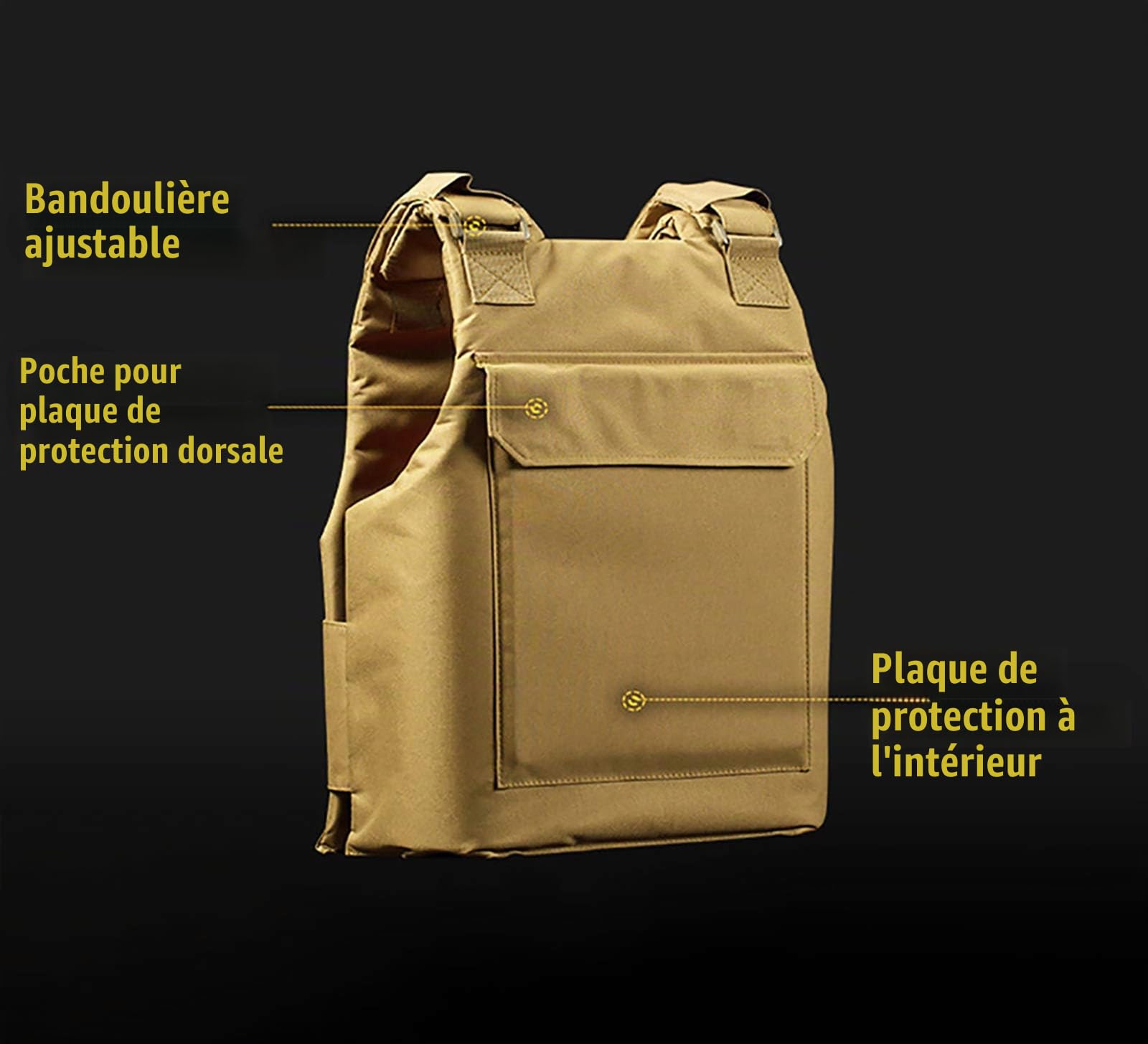 Anti-Couteau Gilet, Anti Stab Dur Vêtements d'auto-défense, Preuve Anti-Coup Vest, l'armée américaine Militaire Veste Tactique, réel CS Equipements,Noir