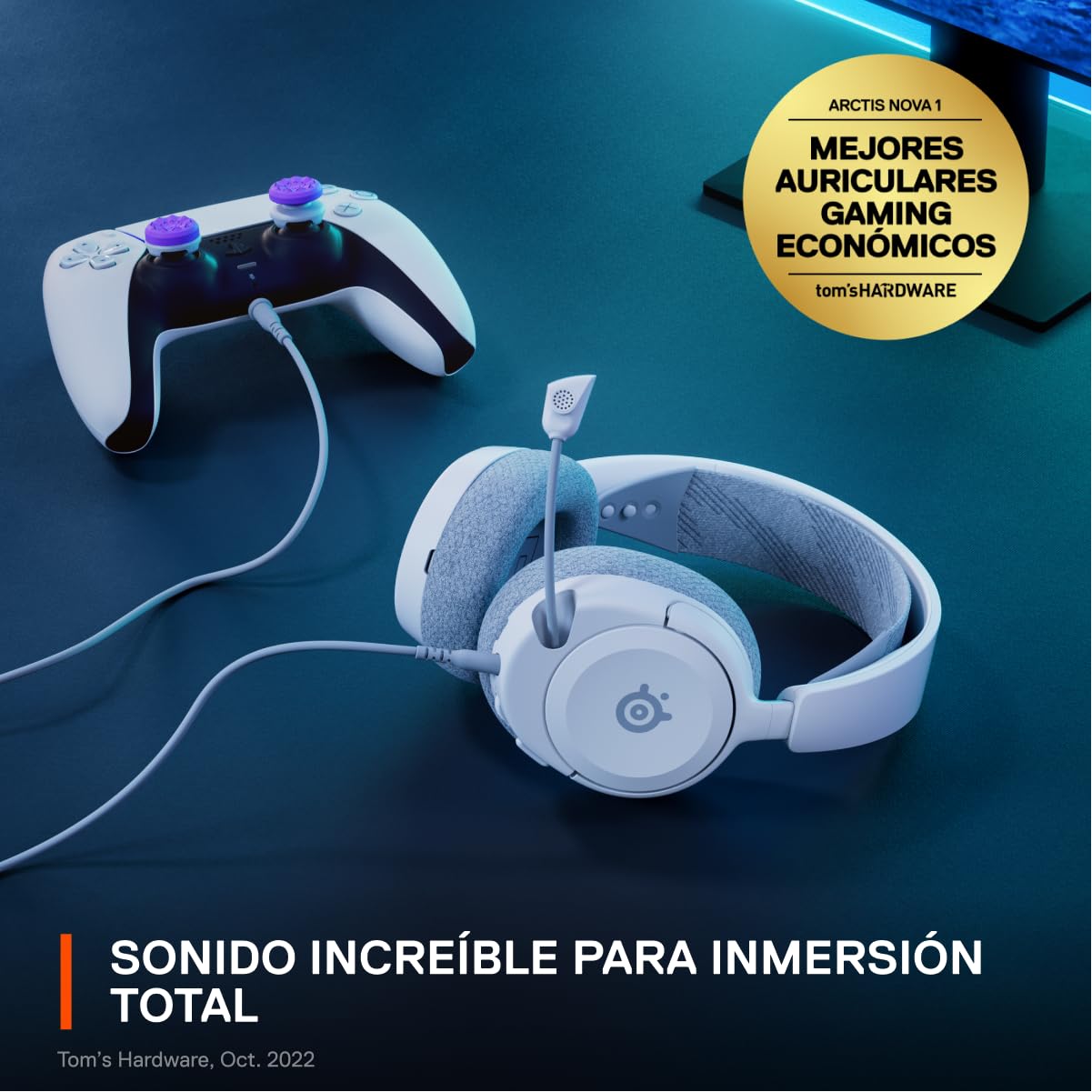 SteelSeries Arctis Nova 1P Cuffie da gioco multi-sistema - Driver Hi-Fi - Audio spaziale a 360° - Design confortevole - Durevole - Leggero - Microfono con cancellazione del rumore - PS5/PS4, PC, Xbox,