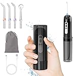 Electric Portable Water Flosser Travel Mini Small Water Flosser for Teeth 4 Modes DIY 4 Jet Tips Compact Electric Oral Irrigator Dental Flossing Cleaning Cordless Advanced Tonsil Stone Kids Adults