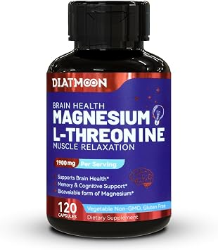 Magnesium L-Threonine Capsules, Threonine Magnesium Supplement, 1900mg Magnesium L-Threonine, Non GMO, Gluten Free - 120 Veg Capsules