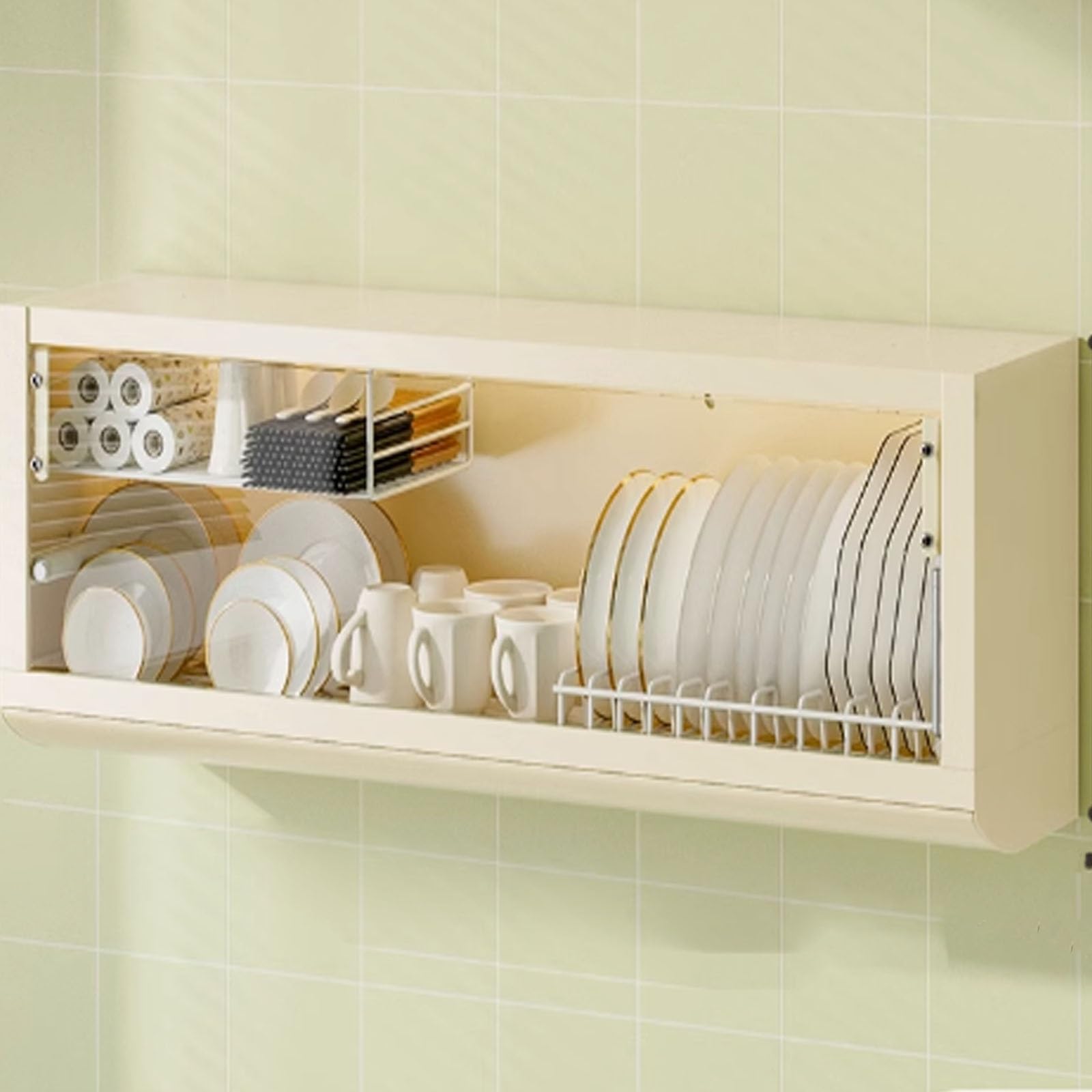 Armoire de salle de bain murale en verre et étagère de rangement WC compacte
