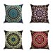 Produktbild Set mit 4 Retro-Mandala-Kompass-Medaillons, Bohemian-Stil, Sommer-Dekoration, Kissenüberzug, dekorativ für Sofa, Couch, 45,7 x 45,7 cm, Baumwoll-Linie (Mandala-Muster)