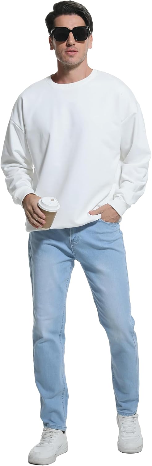 Boncun Men's Slim Fit Stretch Jeans - Comfort Tapered Denim Pants for Men, Classic Black Blue, Straight Leg Casual Wear - Image 3