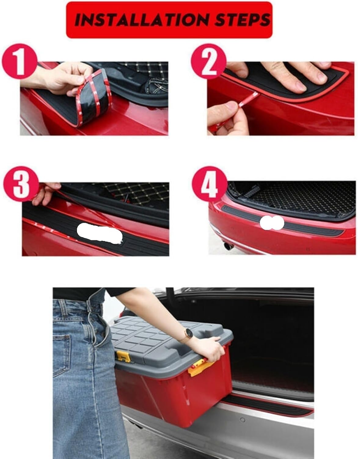 90cm Universal Car Rear Trunk Sill Bumper Guard Protector Rubber Pad Cover Strip Floor Anti Collision