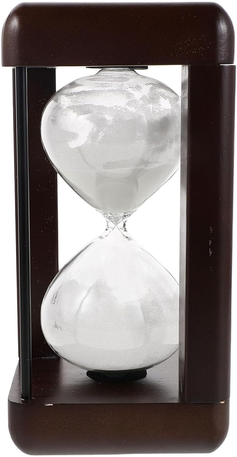 PRETYZOOM Vintage Glass Sand Timer Hourglass 60-min Duration White Sand Timer for Home Office Kitchen Tabletop Decorative