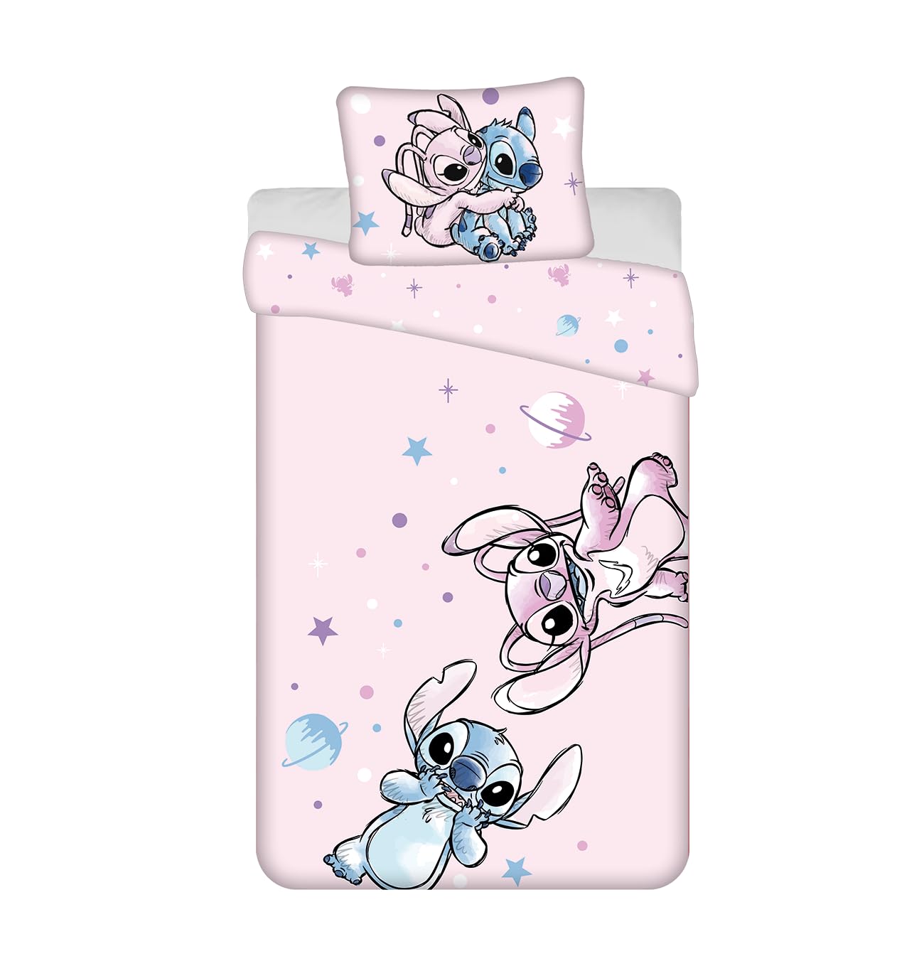 Parure de lit Stitch Disney 140x200 cm en coton avec sa taie d'oreiller
