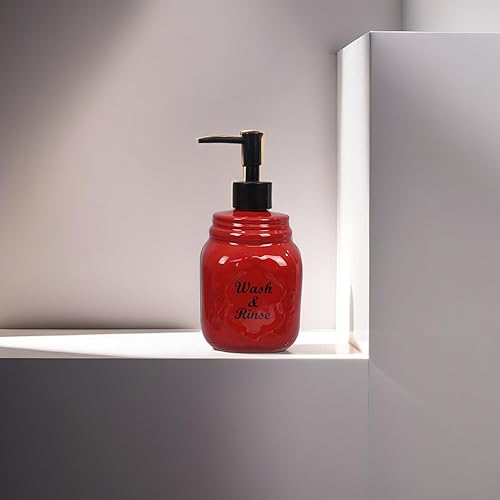 Miniatura 2 de Young's Inc. Farmhouse - Dispensador de jabón decorativo para platos y manos para baño y cocina, lavado y enjuague, rojo, 3.25 x 3.25 x 7 pulgadas