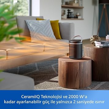 Philips Series 3000 2000W Energy Saving Connected Heater, Energy Saving Up to 50% with EcoAI, Quiet, 5 Safety Functions, 45° Oscillation, Dark Gray (CX3120/01)