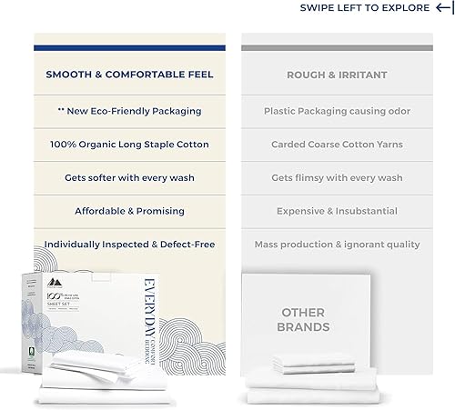 Miniatura 2 de Mayfair Linen Juego de sábanas de percal de 100 % algodón orgánico, suaves y frescas, con bolsillo profundo de 16 pulgadas, tamaño individual