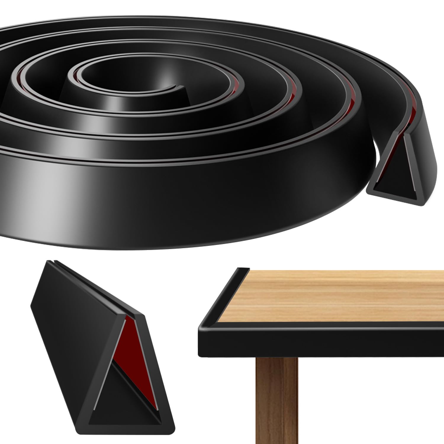 Kantenschutz Selbstklebend u-Kantenschutzprofil Silikon Kantenumleimer Selbstklebend Kantenschutz Blech für Schrankkanten Abschlussleiste Arbeitsplatten Schwarz 1.6mm*3Meter (3, Schwarz, 1.6mm)